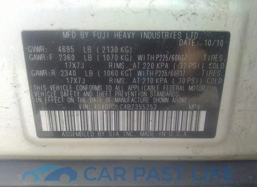 4S4BRDLC4B2355252# 9