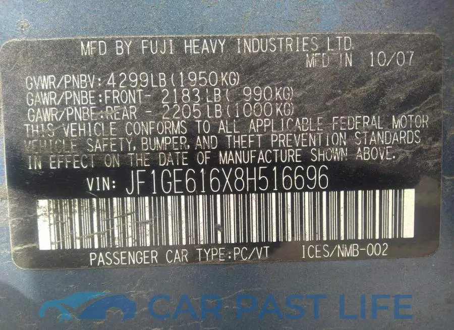 JF1GE616X8H516696# 9