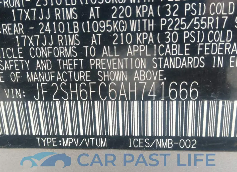 JF2SH6FC6AH741666# 9