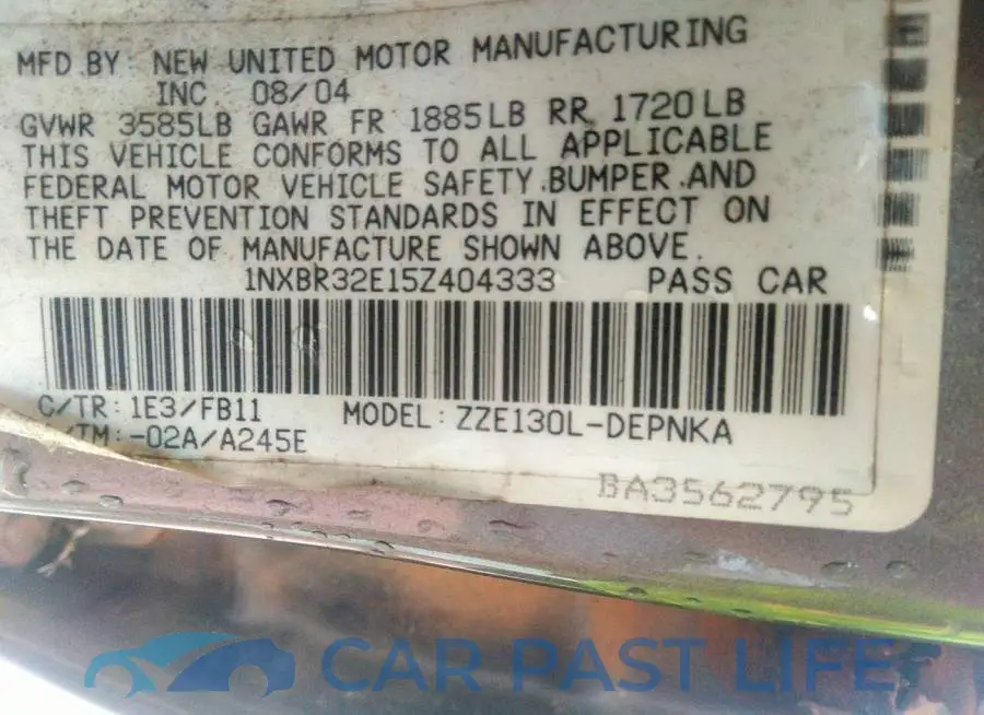 1NXBR32E15Z404333# 9