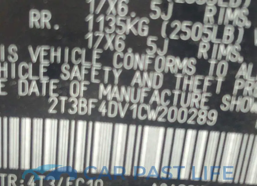 2T3BF4DV1CW200289# 9