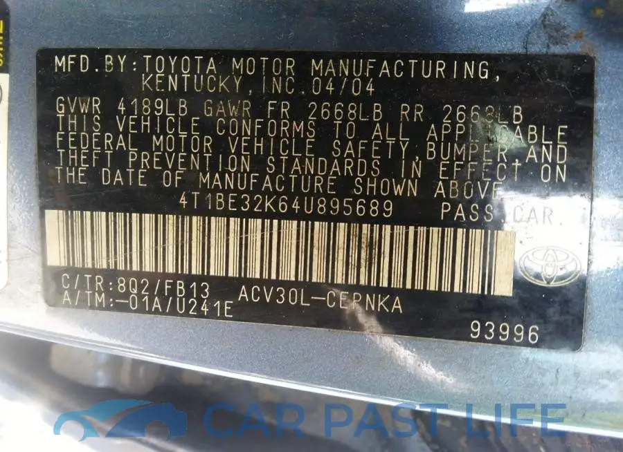 4T1BE32K64U895689# 9