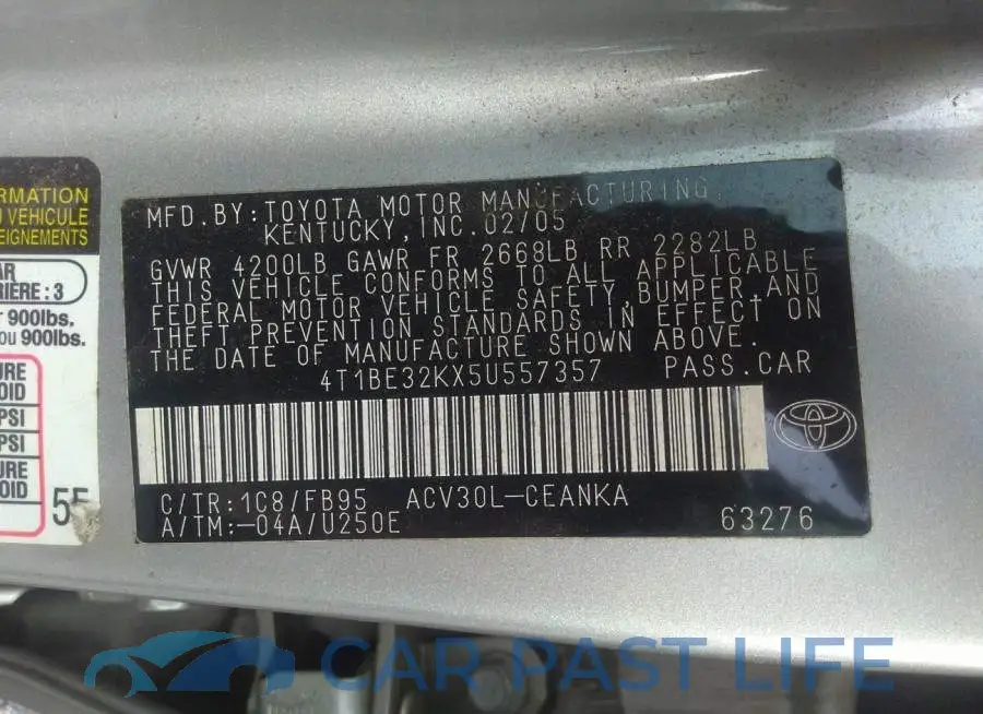 4T1BE32KX5U557357# 9