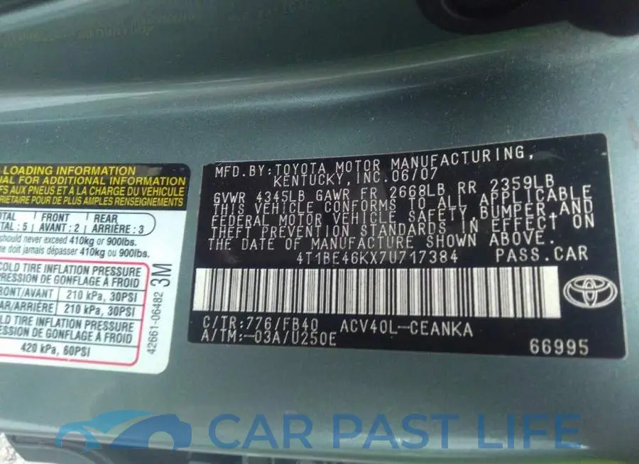 4T1BE46KX7U717384# 9
