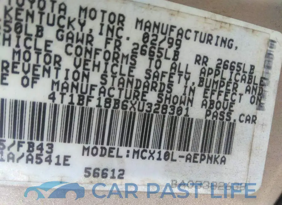4T1BF18B6XU328301# 9