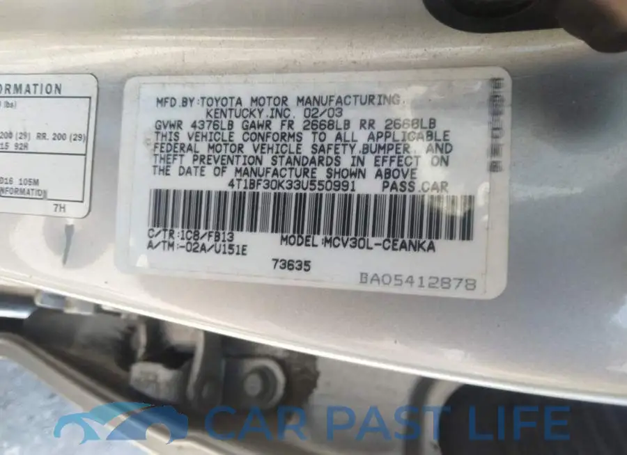 4T1BF30K33U550991# 9