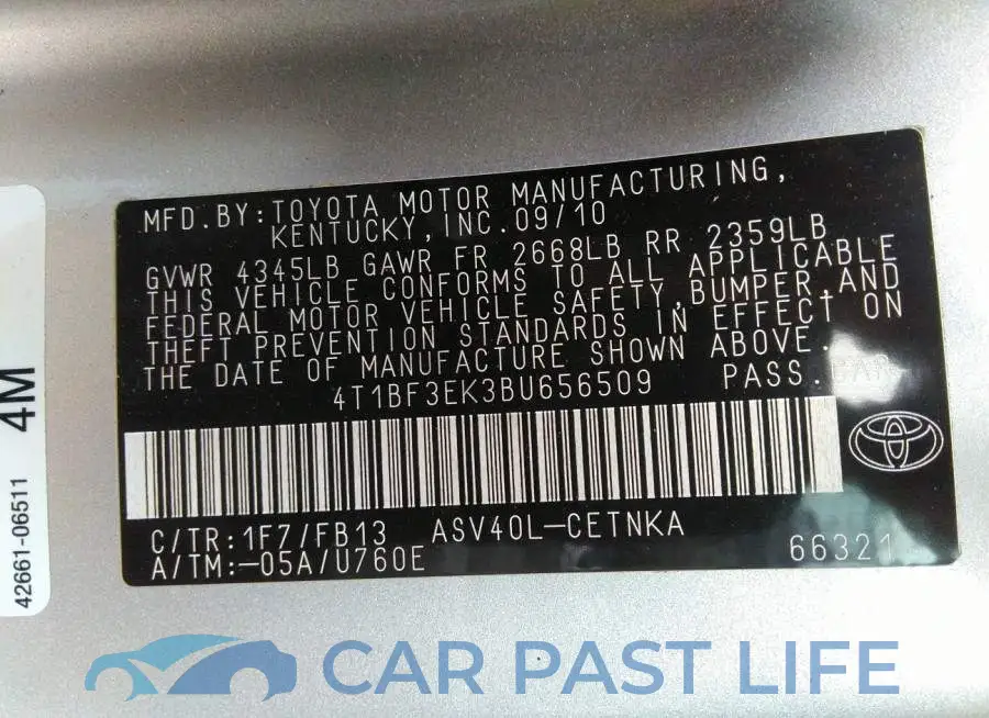4T1BF3EK3BU656509# 9