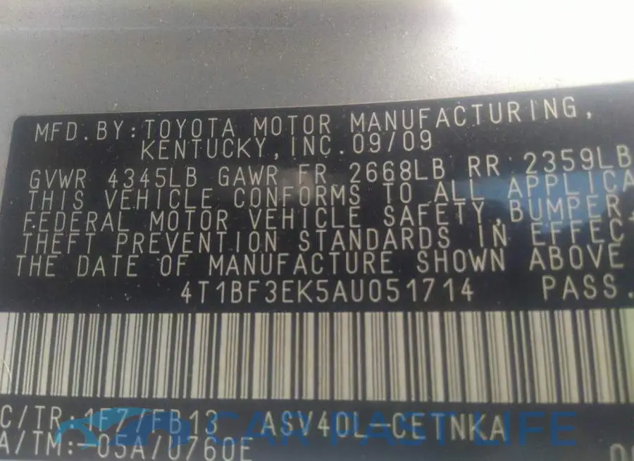 4T1BF3EK5AU051714# 9