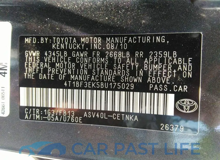 4T1BF3EK5BU175029# 9
