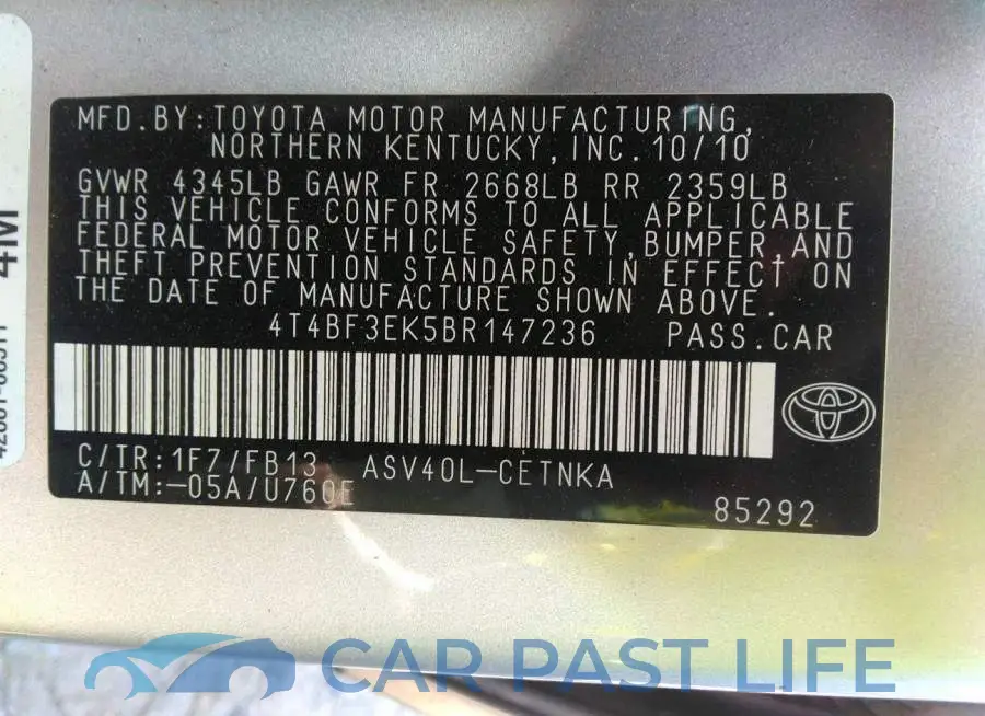 4T4BF3EK5BR147236# 9