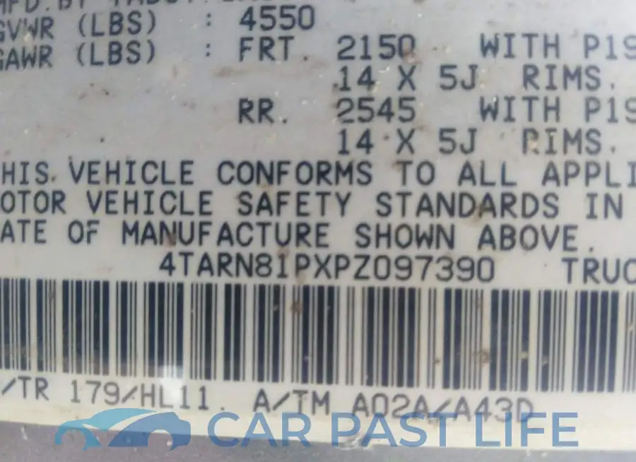 4TARN81PXPZ097390# 9