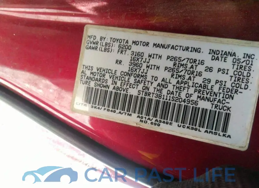 5TBRT38111S204956# 9