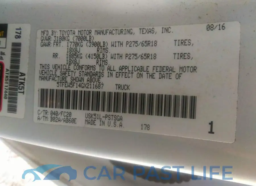 5TFEW5F14GX211687# 9