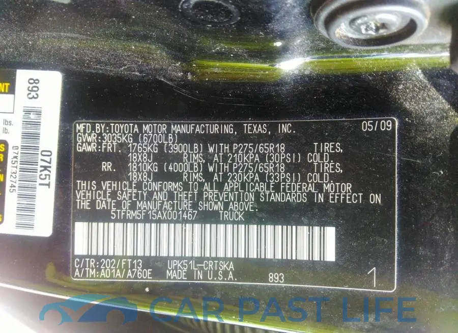 5TFRM5F15AX001467# 9