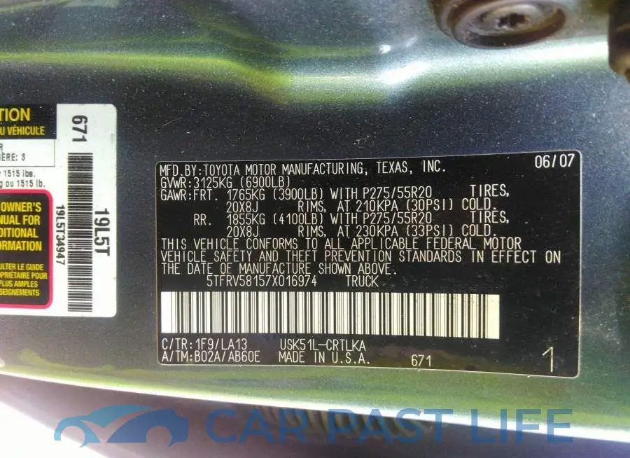 5TFRV58157X016974# 9
