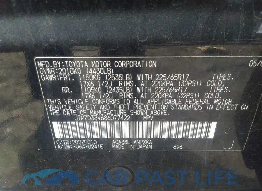 JTMZD33V686077422# 9