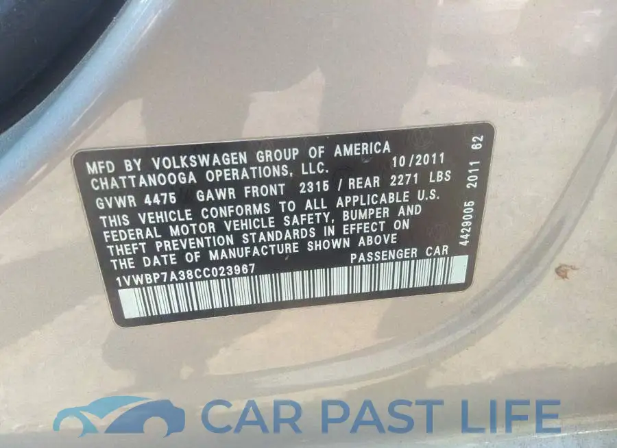1VWBP7A38CC023967# 9