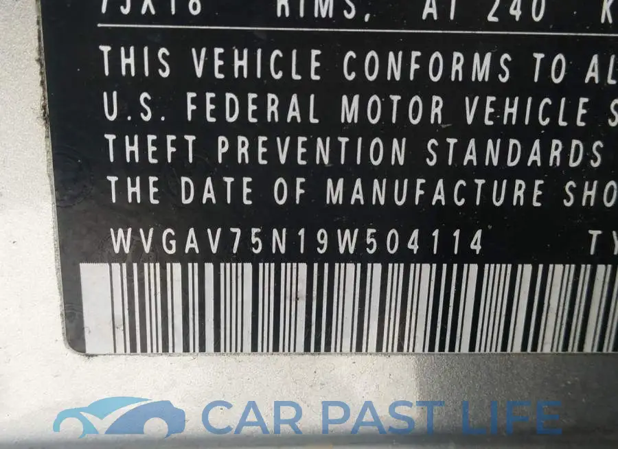 WVGAV75N19W504114# 9