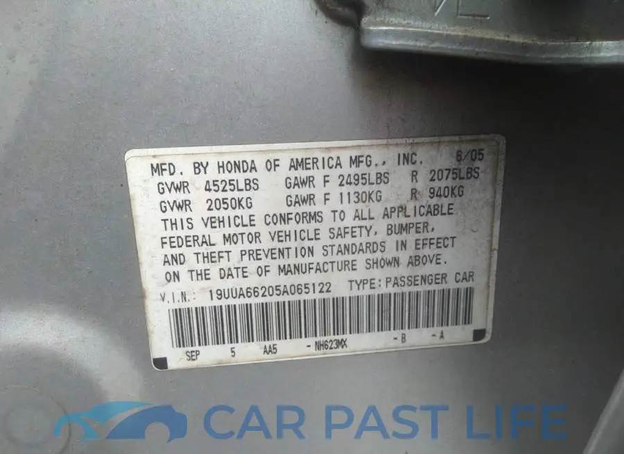 19UUA66205A065122# 9