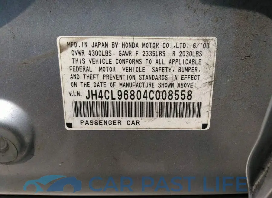 JH4CL96804C008558# 9