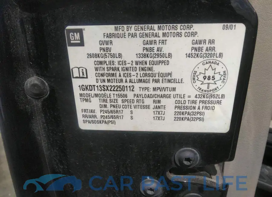 1GKDT13SX22250112# 9