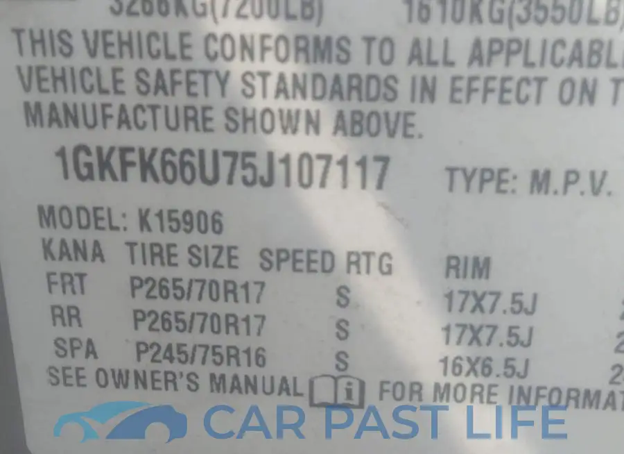 1GKFK66U75J107117# 9