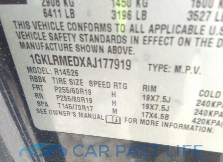 1GKLRMEDXAJ177919# 9