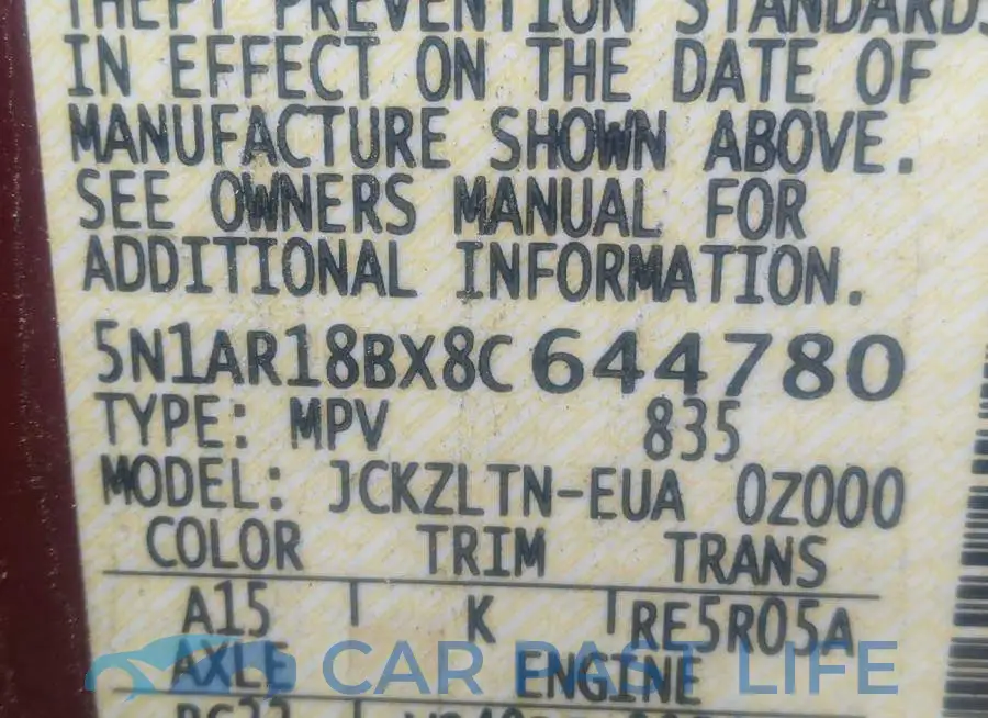 5N1AR18BX8C644780# 9