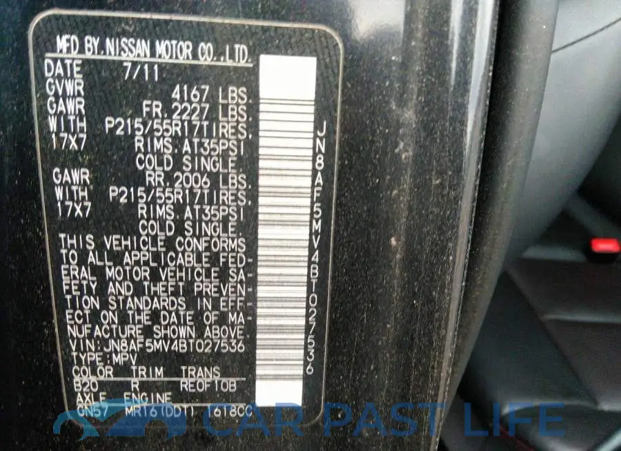 JN8AF5MV4BT027536# 9