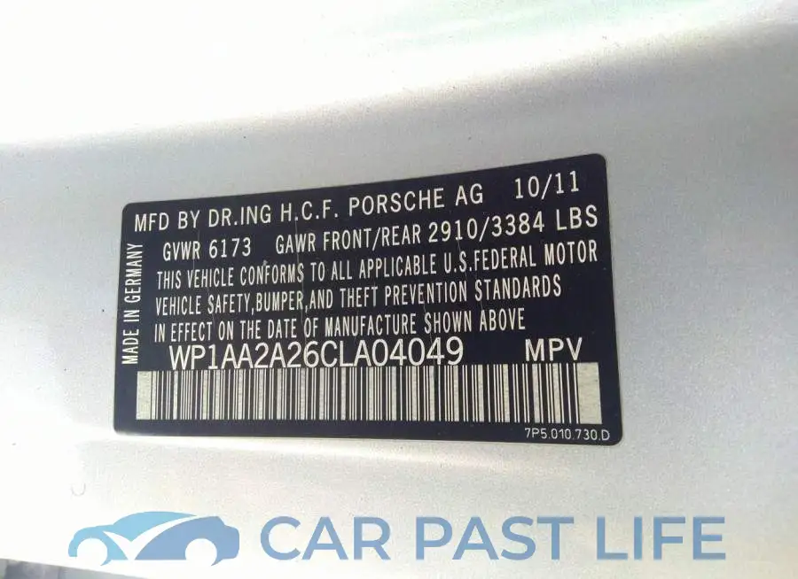 WP1AA2A26CLA04049# 9