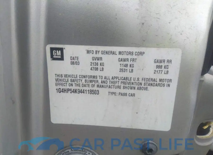 1G4HP54K944118503# 9