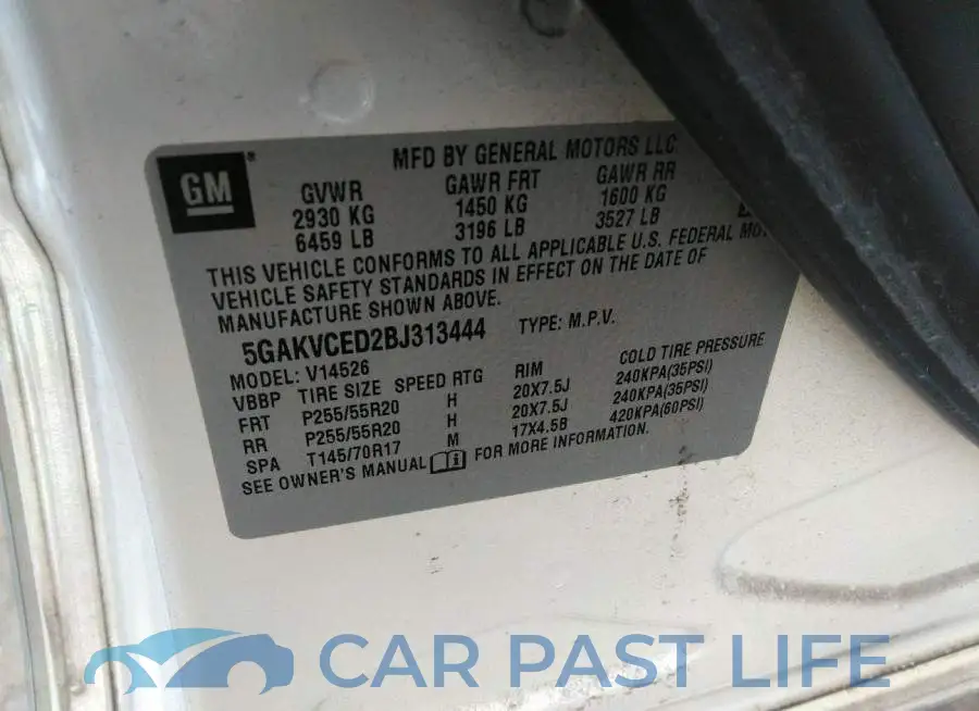 5GAKVCED2BJ313444# 9