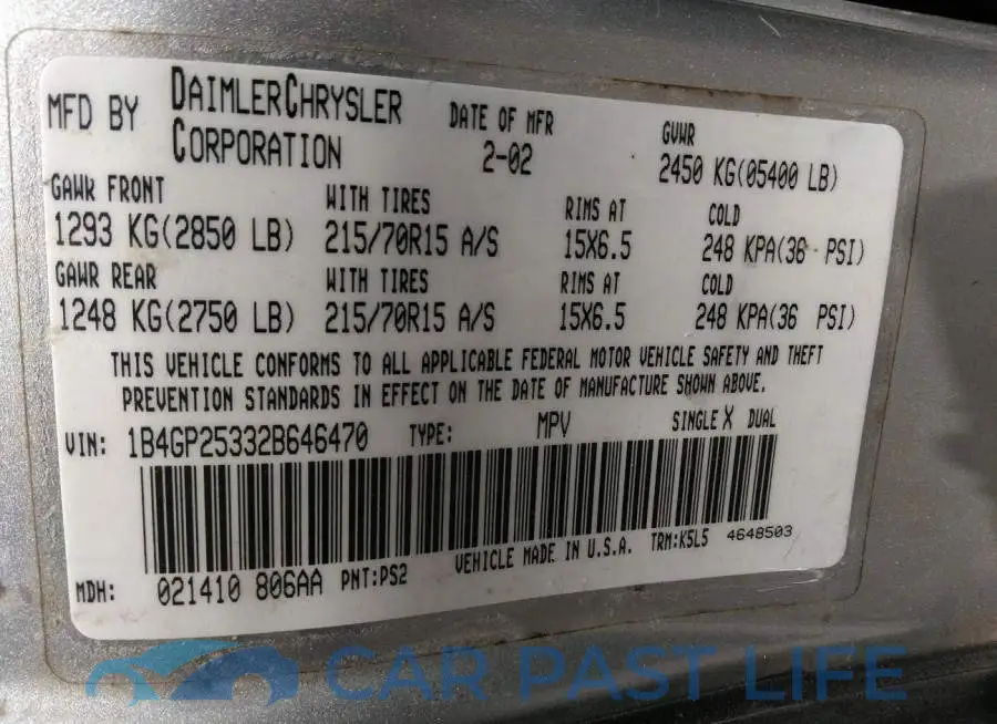 1B4GP25332B646470# 9