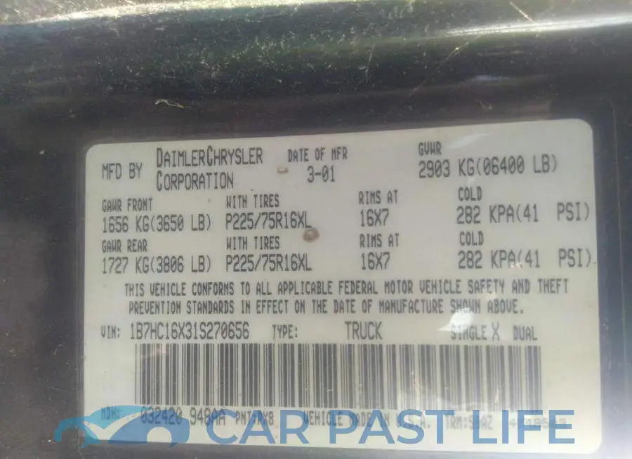 1B7HC16X31S270656# 9