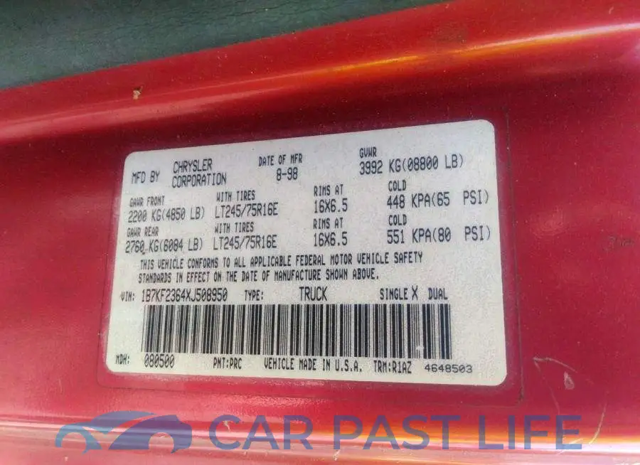 1B7KF2364XJ508950# 9