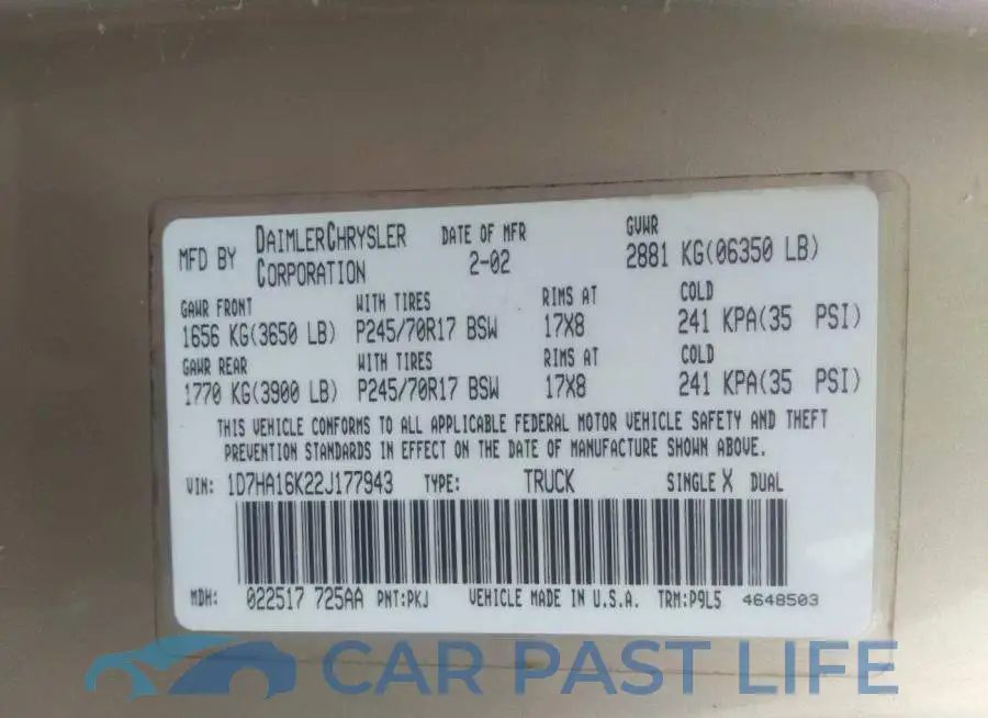1D7HA16K22J177943# 9