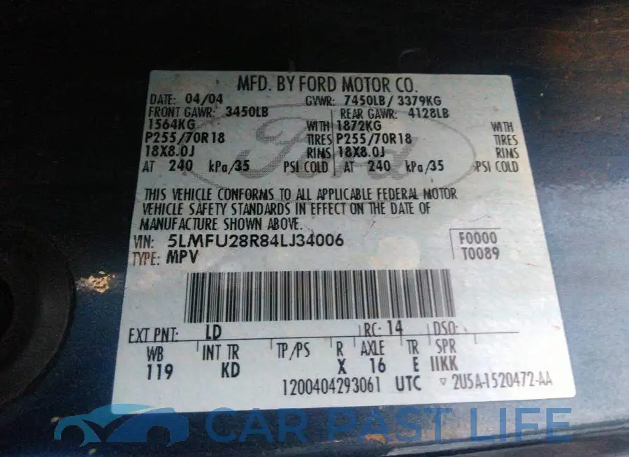 5LMFU28R84LJ34006# 9