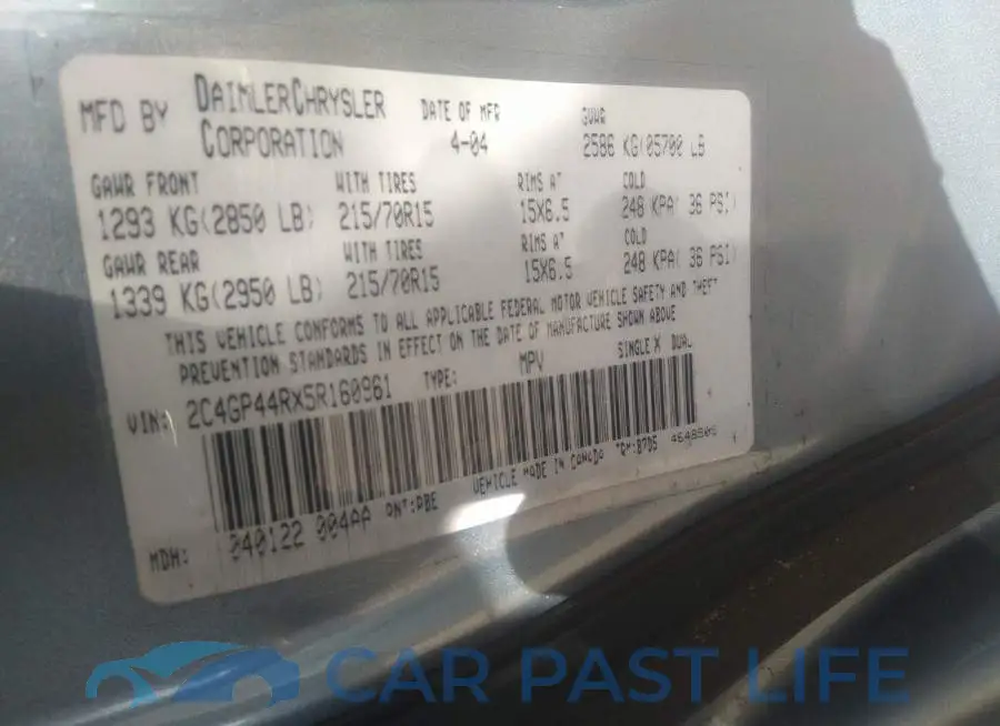 2C4GP44RX5R160961# 9