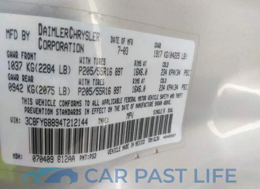 3C8FY68894T212144# 9