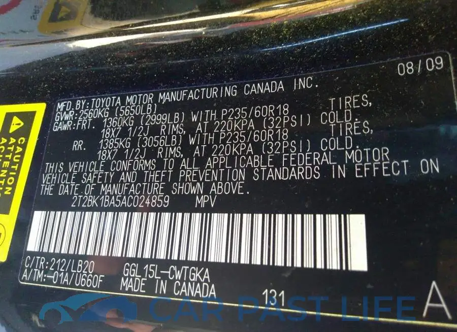 2T2BK1BA5AC024859# 9