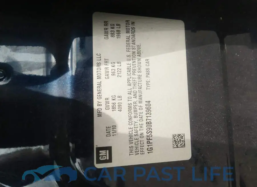 1G1PF5S90B7139604# 9