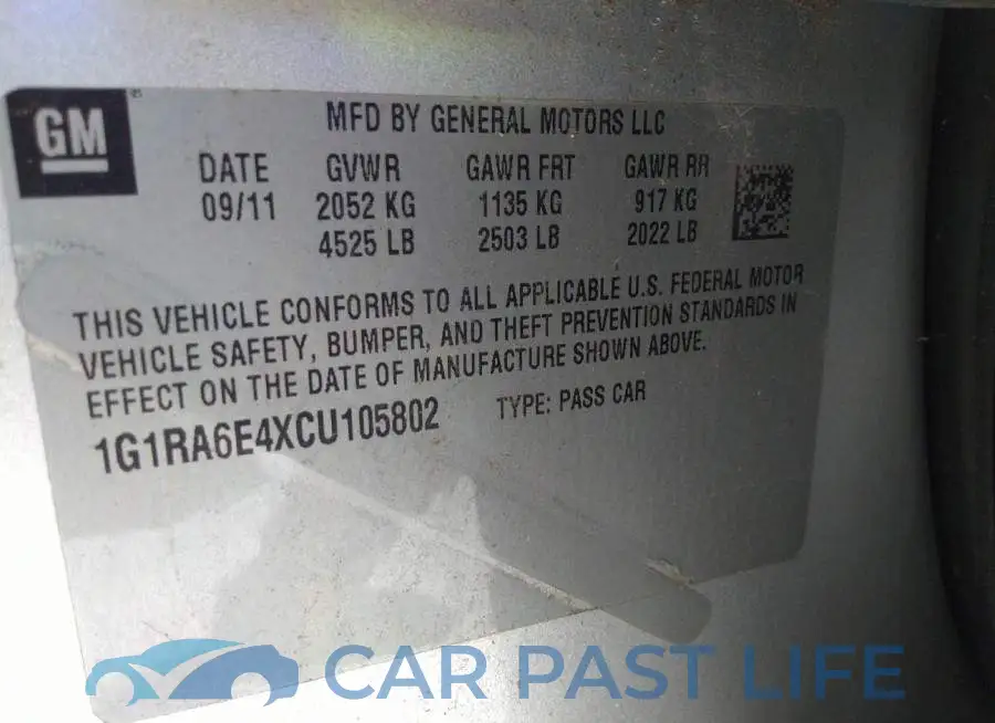 1G1RA6E4XCU105802# 9