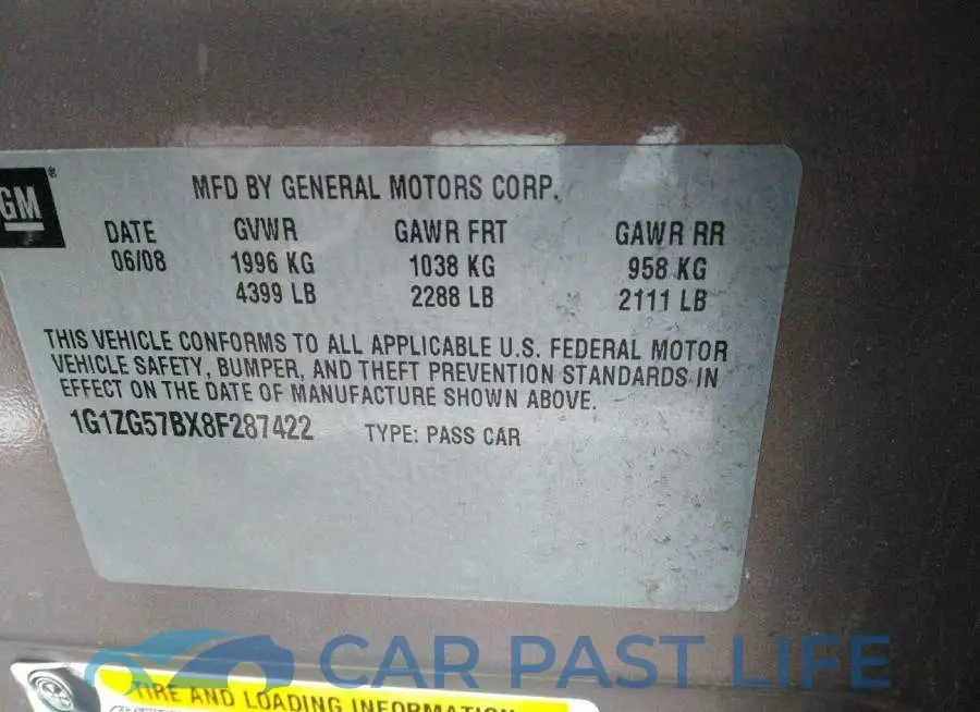 1G1ZG57BX8F287422# 9