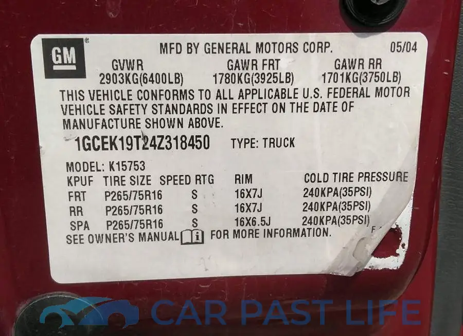 1GCEK19T24Z318450# 9