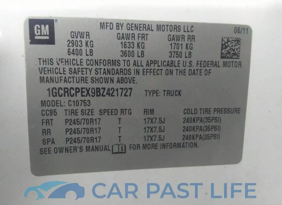 1GCRCPEX9BZ421727# 9
