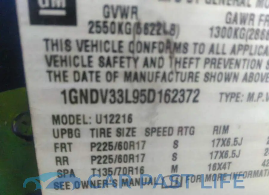 1GNDV33L95D162372# 9
