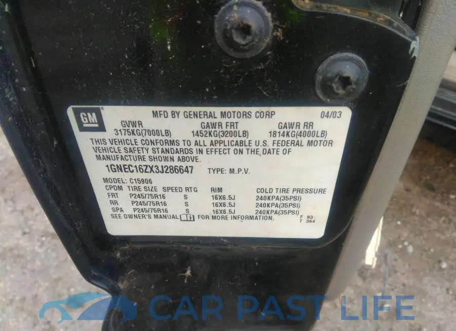 1GNEC16ZX3J286647# 9