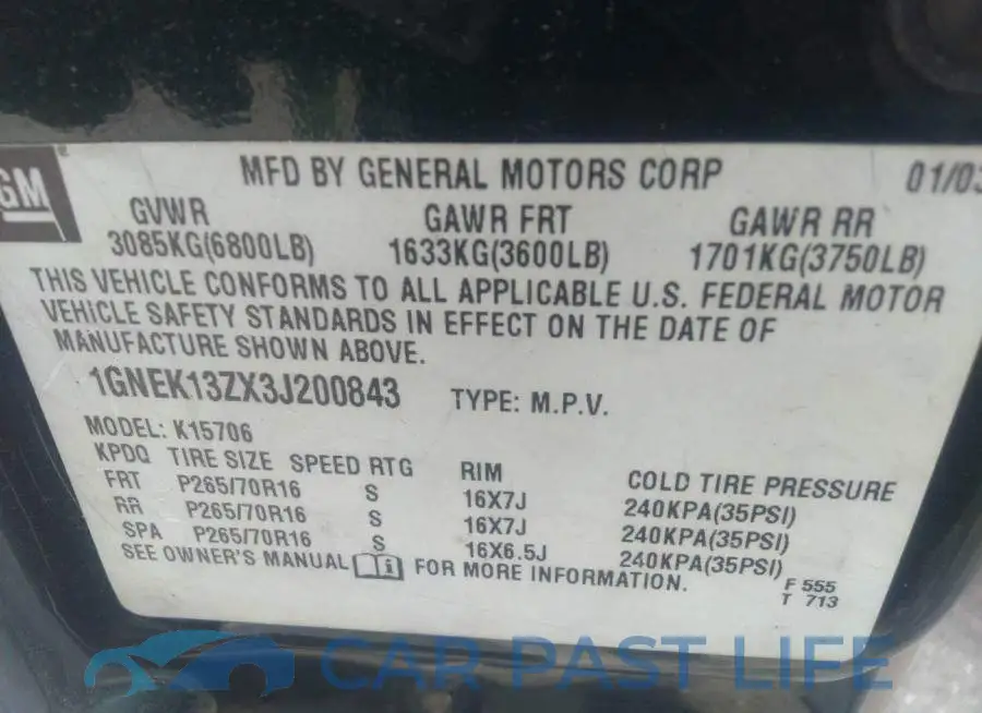 1GNEK13ZX3J200843# 9