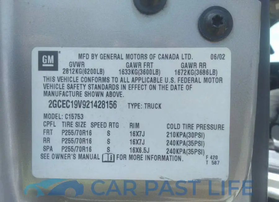 2GCEC19V921428156# 9