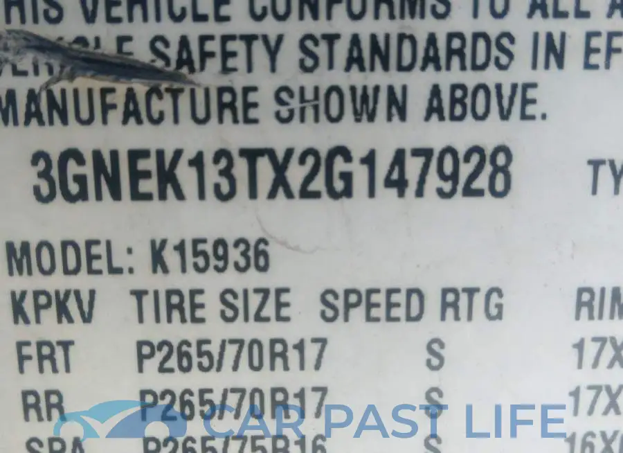 3GNEK13TX2G147928# 9